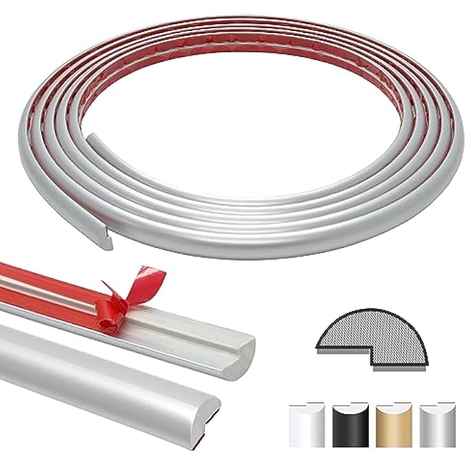 PEEL AND STICK TILE EDGE TRIM FOR BACKSPLASH TILE. 15 FEET SELF ADHESIVE PVC TRIM MOLDING DECORATIVE TRIM. SILVER - Image 1