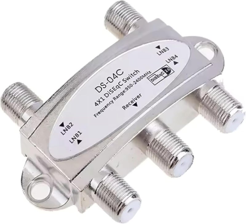 Royal Apex Satellite Signal Antenna Connector 4 in 1 out LNB Receiver Hub, Mini DiSEqC Switch 2.0,950-2400MHz (ANTENNA CONNECTOR 1PCS) - Image 1