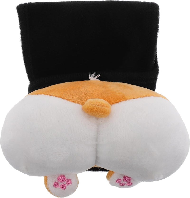 Corgi Pattern Car Gear Shift Cover and Handbrake Sleeve Set, Black Short Fleece Gear Knob Protector, Universal Fit Interior Accessories for Women - Image 1