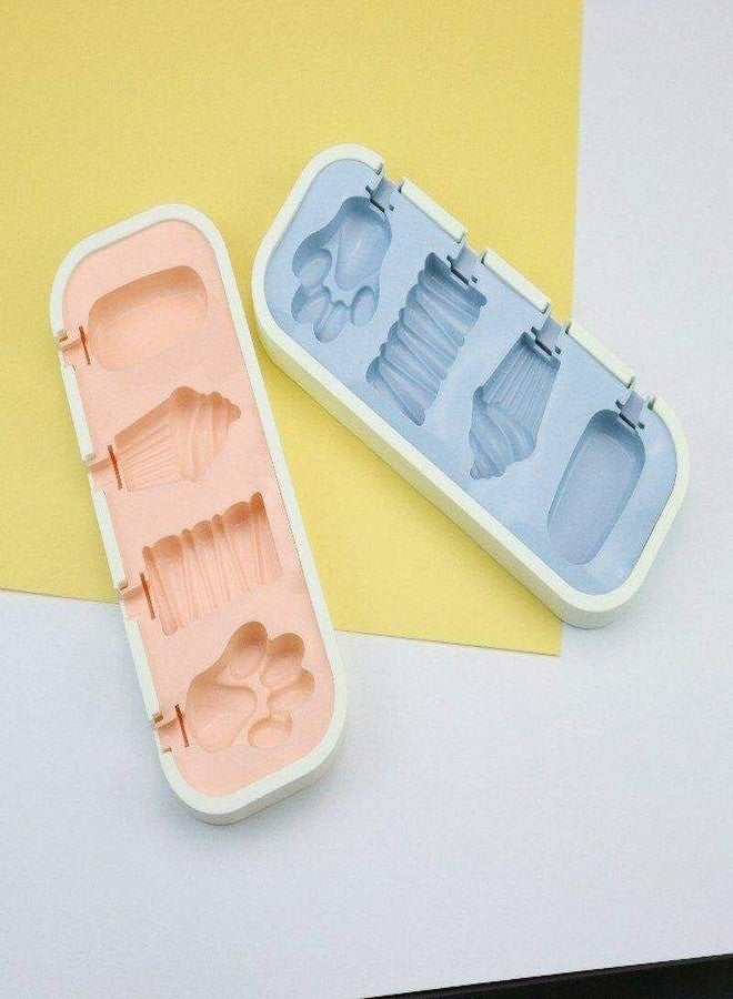 BAKING SET مجموعة خبز إبداعية بتصميم حلوى، قوالب آيس كريم سيليكون غير لاصقة مع 6 أعواد قابلة لإعادة الاستخدام، خالية من مادة BPA، سهلة الفك، أشكال يمكنك صنعها بنفسك، قالب حلوى كولفي، صانع آيس كريم بوبس (صينية واحدة بتصميم كرتوني) - Image 2