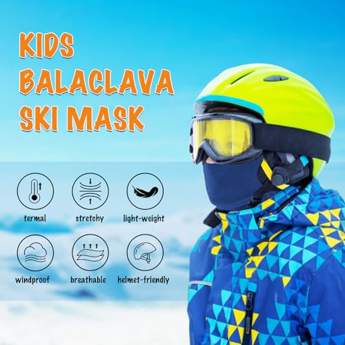 rooyvany Kids Fleece Balaclava Ski Mask for Boys Girls, Thermal Lightweight Windproof Face Mask for Winter Activities (Black/Royal) - Image 2