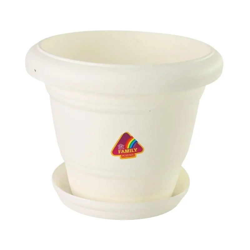 Plastic Plants Pot Container Indoor and Outdoor Plant Holder with tray, Lilly Planter for Balcony, Garden, Home DÃ©cor, White, Height- 8 Inch