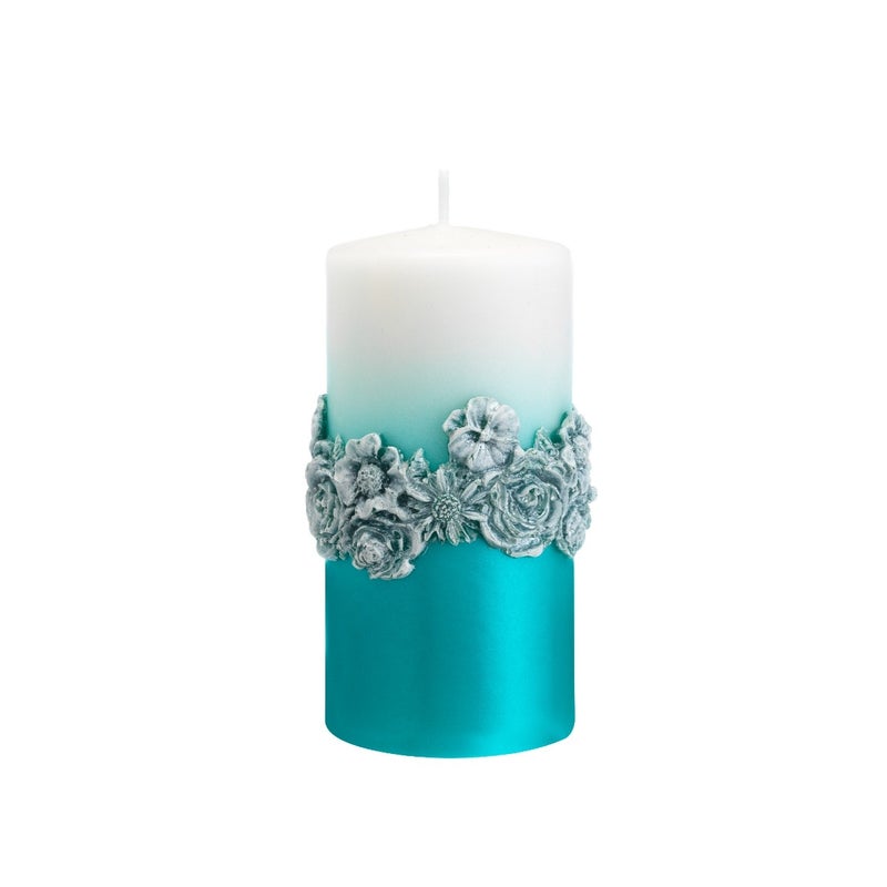 RAK Porcelain Artman Candles VERBENA TURQUOISE Medium Cylinder 7X14cm | Decorative Home & Christmas Candle | Elegant Tabletop Accent for Living Room or Holiday Decor