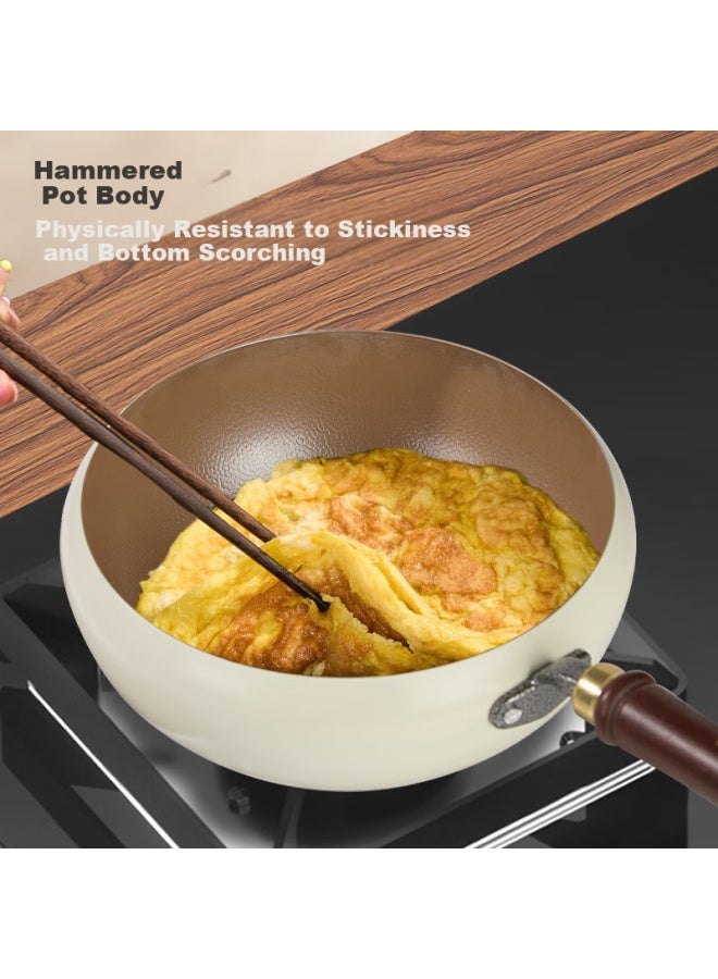 Bear Wok, High-quality Iron With Ceramic Non-stick Coating, Lightweight, Low-oil, For 1-2 People, Home Use, 24cm, White, Jg086-p01 - Image 2