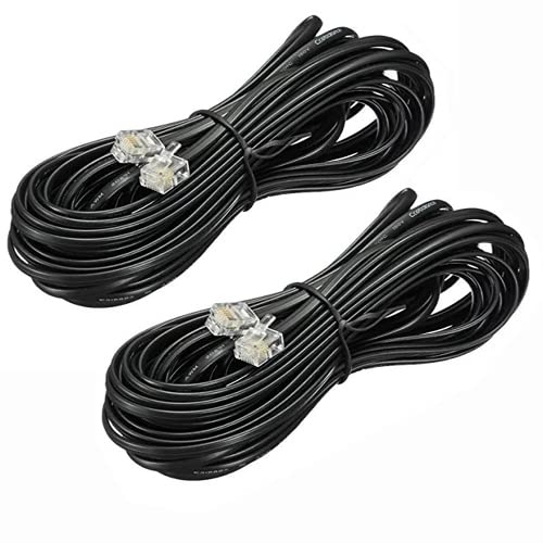 Red Champion RJ11 Telephone Line Cord Wire Patch Cable Modular Connection Cable RJ12 Male 6P6C to RJ12 Male 6P6C Compatible for Landline Telephone Microfilter Black 5 Meters Pack of2 - Image 1