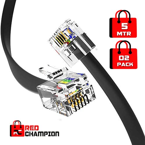Red Champion RJ11 Telephone Line Cord Wire Patch Cable Modular Connection Cable RJ12 Male 6P6C to RJ12 Male 6P6C Compatible for Landline Telephone Microfilter Black 5 Meters Pack of2 - Image 2