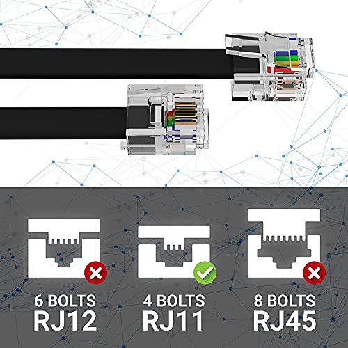 Red Champion RJ11 Telephone Line Cord Wire Patch Cable Modular Connection Cable RJ12 Male 6P6C to RJ12 Male 6P6C Compatible for Landline Telephone Microfilter Black 5 Meters Pack of2 - Image 3