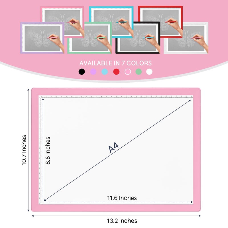 iVyne Rechargeable A4 Light Pad for Tracing & Weeding - LED Light Board for Weeding Vinyl - for Cricut Vinyl Weeding Tools - Ultra-Thin & Portable - Perfect for Artists & Crafters - Pink - Image 2