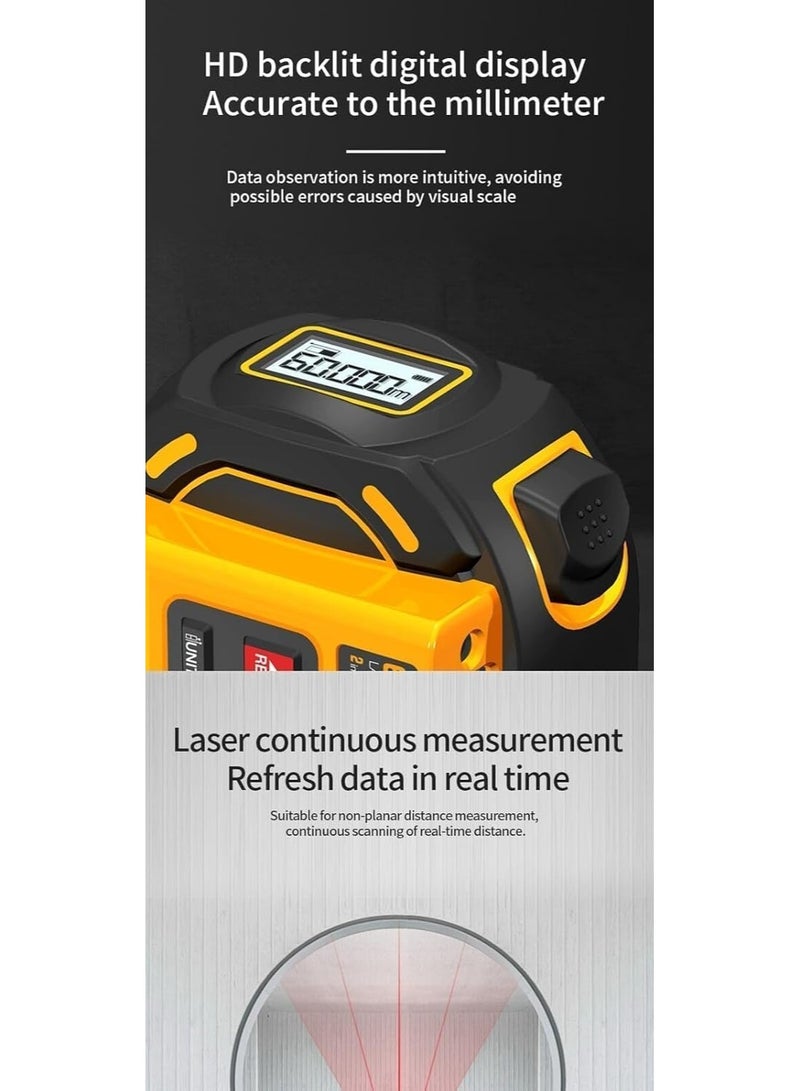 SNDWAY 2-in-1 Laser Measuring Tool and Tape Measure with LCD Screen – 40m/131ft Industrial Measuring Device, High Accuracy for Area and Volume Measurement, Unit Conversion to Feet, Inches, and Meters, Digital Distance Meter Ideal for Construction and DIY Projects - Image 2