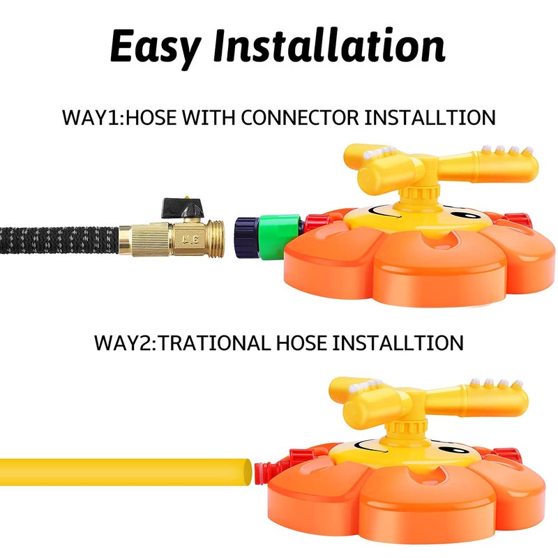 AugToy Water Sprinkler for Kids Toddlers Sprinklers with Roating Spray Nozzles Attaches Garden Water Hose Outdoor Play Outside Toys 1-3 2-4 Summer Backyard Lawn Game Yard Water Toy for Kids 3-5 4-8 Boy Girl - Image 3