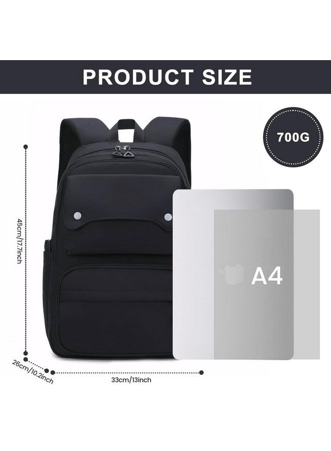 PALAY¬Æ 26L Large Capacity School/Travel Backpack, Breathable Padded Shoulder Strap, Fashion Black Nylon College Bag for Women - Image 2