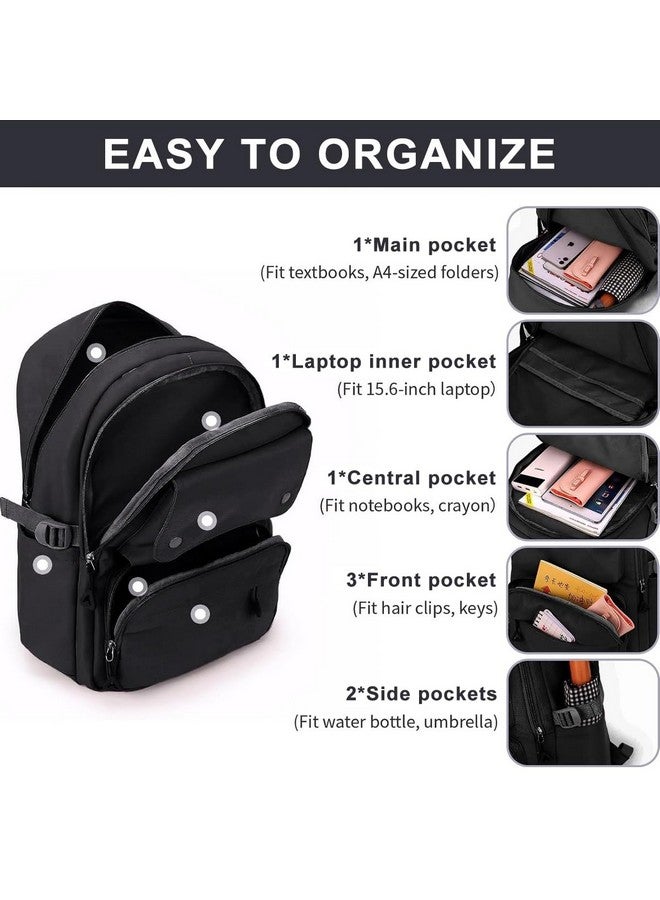 PALAY¬Æ 26L Large Capacity School/Travel Backpack, Breathable Padded Shoulder Strap, Fashion Black Nylon College Bag for Women - Image 3