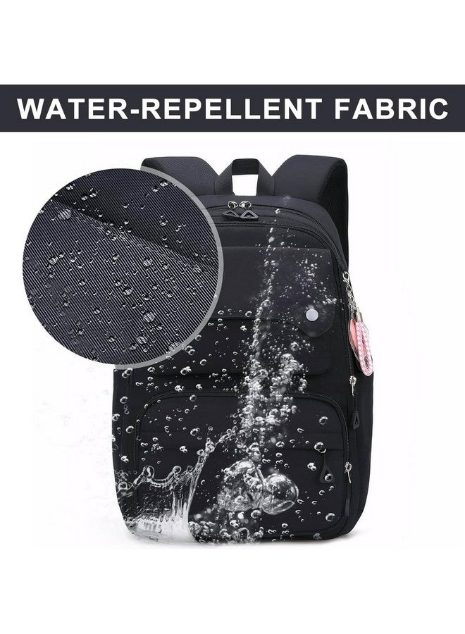 PALAY¬Æ 26L Large Capacity School/Travel Backpack, Breathable Padded Shoulder Strap, Fashion Black Nylon College Bag for Women - Image 5