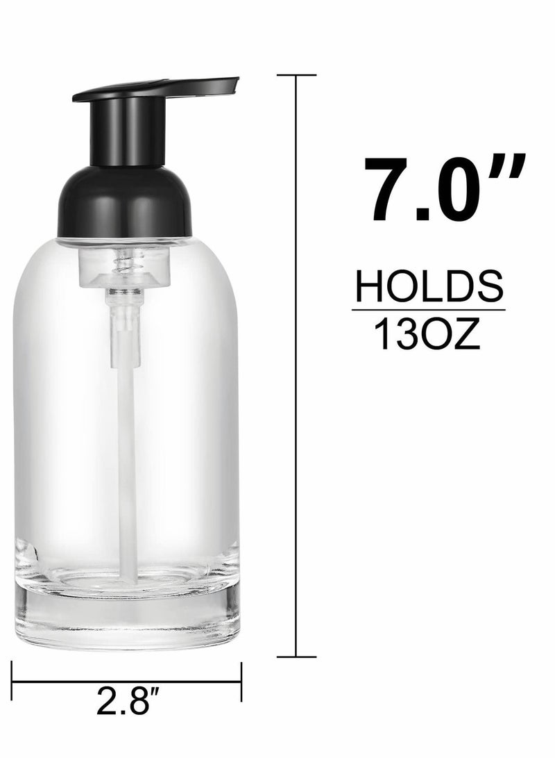 Y&D Thick Clear Glass Jar Soap Dispenser with Foaming Pump, 375 Ml Round Bottles 2 Pack - Image 3