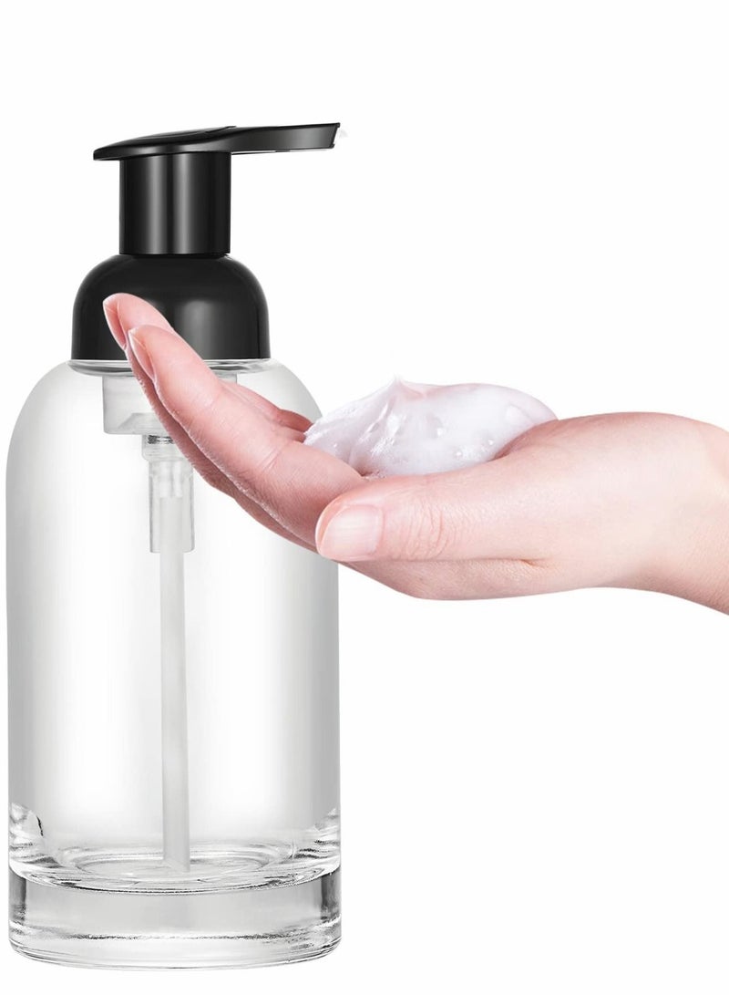 Y&D Thick Clear Glass Jar Soap Dispenser with Foaming Pump, 375 Ml Round Bottles 2 Pack - Image 2