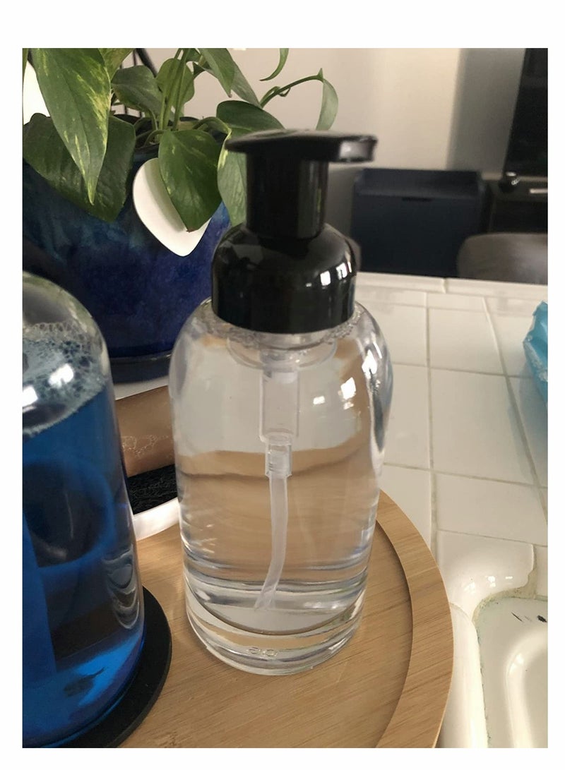 Y&D Thick Clear Glass Jar Soap Dispenser with Foaming Pump, 375 Ml Round Bottles 2 Pack - Image 4