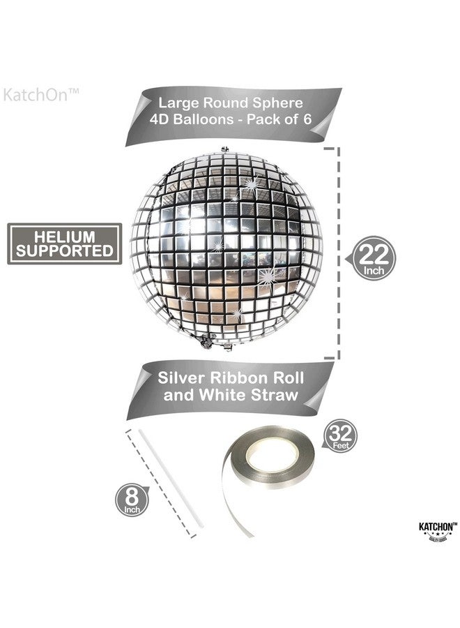 KatchOn, Big Silver Disco Ball Balloons - Pack of 6, Disco Party Decorations | 4D Sphere Disco Balloons for Disco Bachelorette Party Decorations | New Years Balloons for New Years Decorations 2025 - Image 4