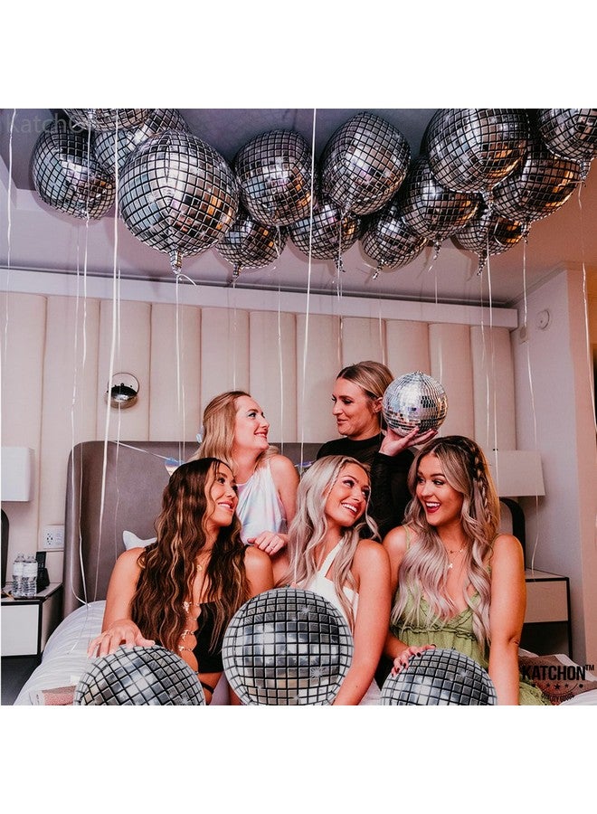 KatchOn, Big Silver Disco Ball Balloons - Pack of 6, Disco Party Decorations | 4D Sphere Disco Balloons for Disco Bachelorette Party Decorations | New Years Balloons for New Years Decorations 2025 - Image 2