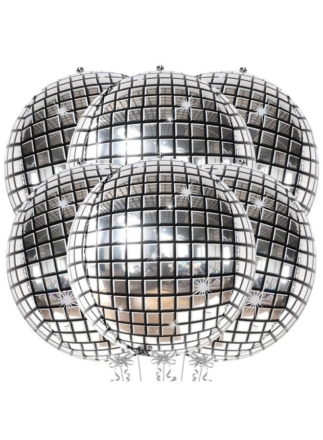 KatchOn, Big Silver Disco Ball Balloons - Pack of 6, Disco Party Decorations | 4D Sphere Disco Balloons for Disco Bachelorette Party Decorations | New Years Balloons for New Years Decorations 2025 - Image 1