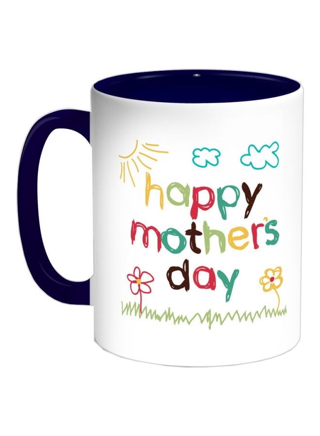 RYN Happy Mother's Day Printed Coffee Mug Dark Blue/Pink/Green 325ml