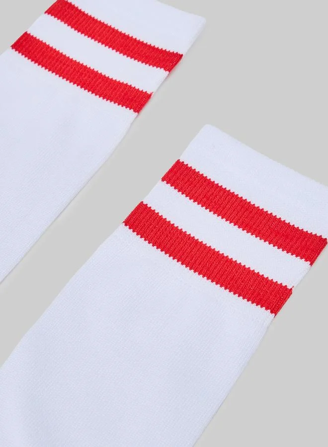 Styli Teen Boys Striped Cuff High Cotton Socks