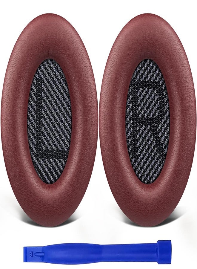 SoloWIT Replacement Earpads Cushions for Bose QuietComfort 35 (QC35) & Quiet Comfort 35 II (QC35 ii) Headphones, Ear Pads with Softer Leather, Noise Isolation Foam, Added Thickness (Burgundy) - Image 1