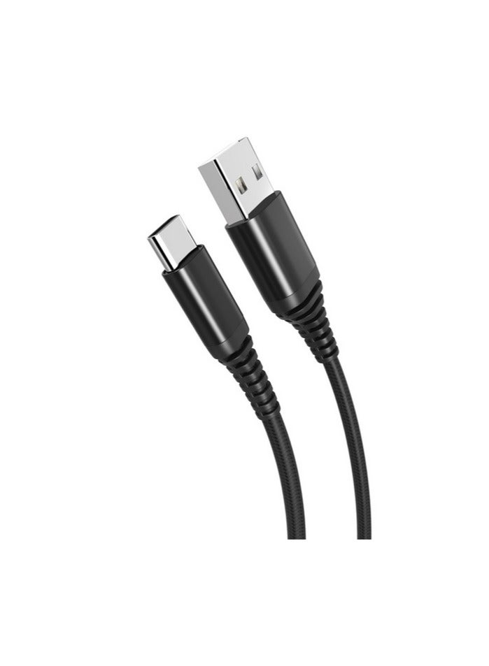 PowerMax Type C Cable 1M A to USB C Data Cord Premium Nylon Braided Wire for Samsung Galaxy MacBook Pro Huawei MateBook Pro iPad Mini 6 Black - Image 2