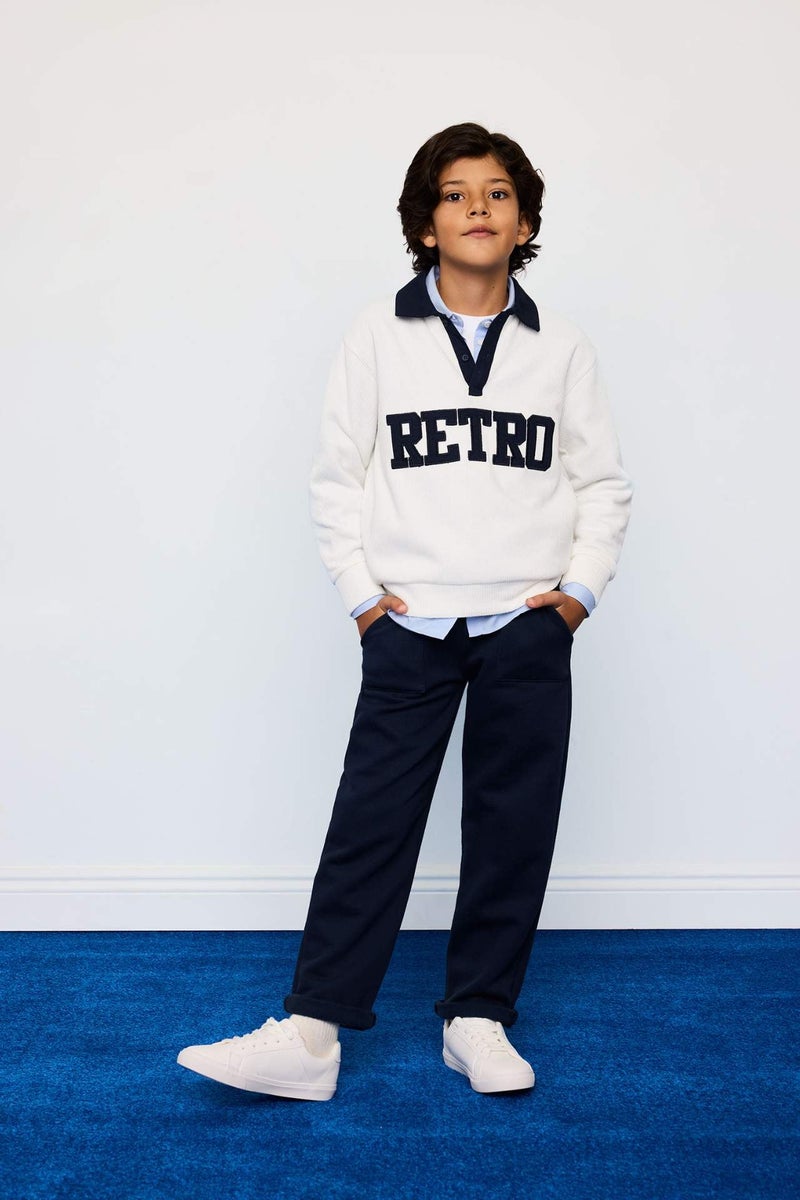 DeFacto Boy Oversize Polo Neck Printed Sweatshirt - Image 2