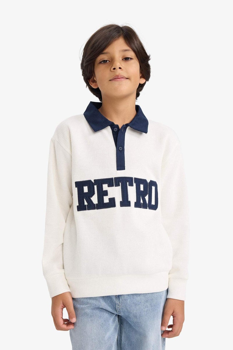 DeFacto Boy Oversize Polo Neck Printed Sweatshirt - Image 4