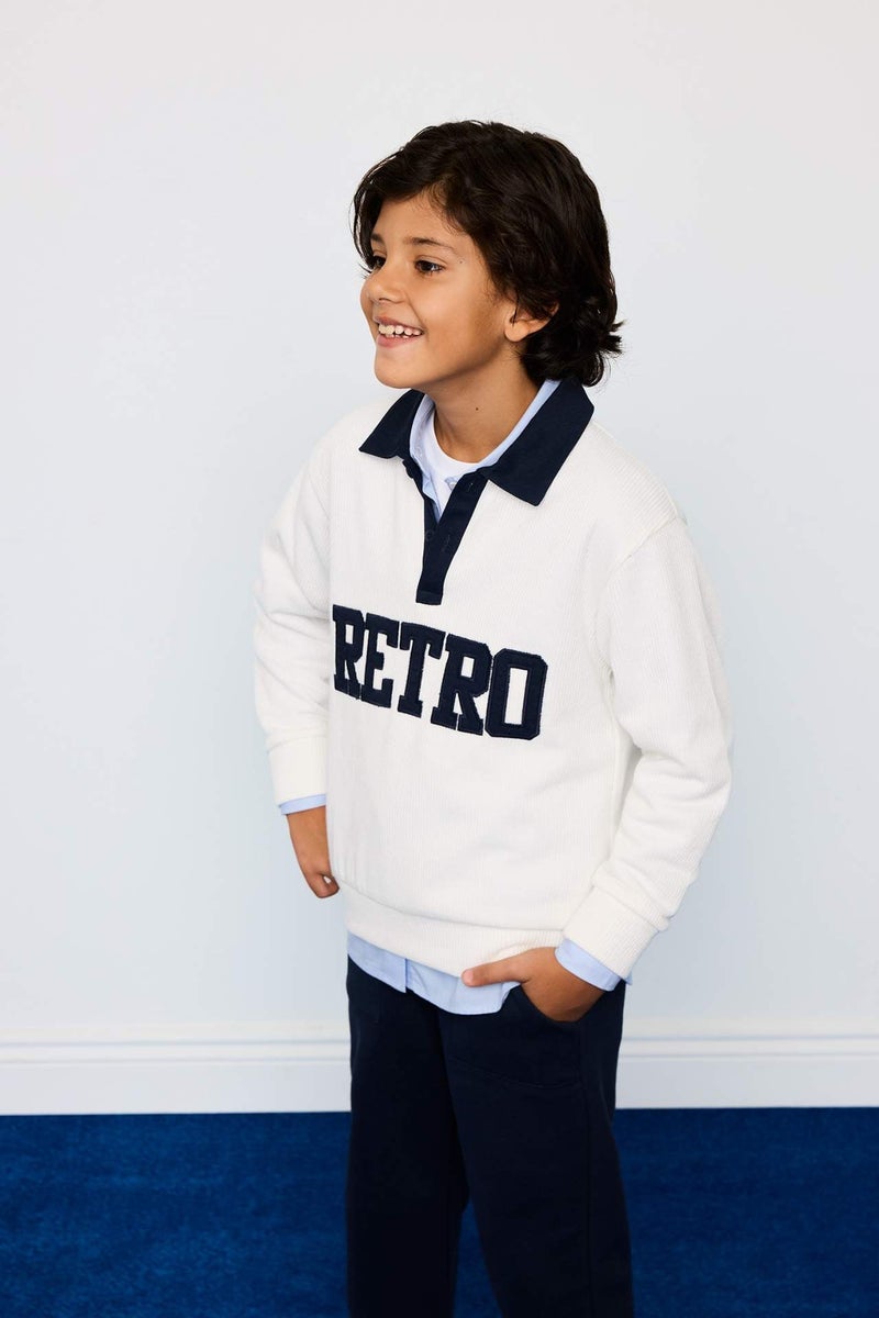 DeFacto Boy Oversize Polo Neck Printed Sweatshirt - Image 3