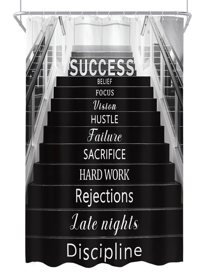 Cinbloo Black and White 4Pcs Shower Curtain Set, Boys Mens Teens Inspirational Positive Quotes Motivational Bathroom Curtain with Rug, Toilet Lid Cover, Bath Mat, Landscape Shower Curtain with 12 Hook - Image 4