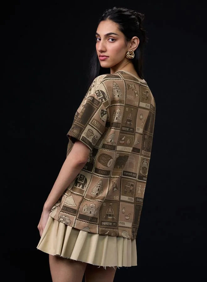 ذا سوليد ستور تيشيرت بطبعة كاملة وقصة واسعة