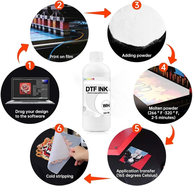 SPLENDIDCOLOR DTF Ink 500ML DTF White Ink Premium DTF Ink Digital Inkjet Ink Refill for Direct to Film Printers Repalcement for Printhead DX5 DX7 5113 XP600 I3200 4720 TX800.1PK - Image 1