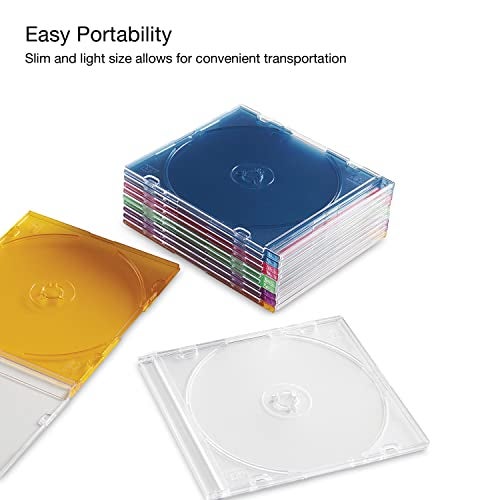 Verbatim CD DVD Blu-Ray Disc Slim Storage Disc Cases 0.2 inches Assorted Colors 50 Pack (40 Clear - 10 Colors) -71128 - Image 5