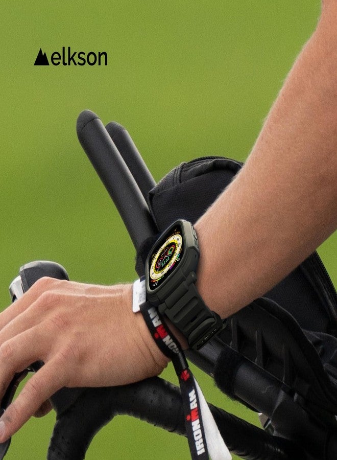 elkson Band Case for 49mm Apple Watch Ultra 3/2/1 with Screen Protector Tempered Glass, Quattro Pro Series Rugged for iWatch Strap, Military Grade Durable Protective Bumper Cover, Shockproof, Black - Image 5