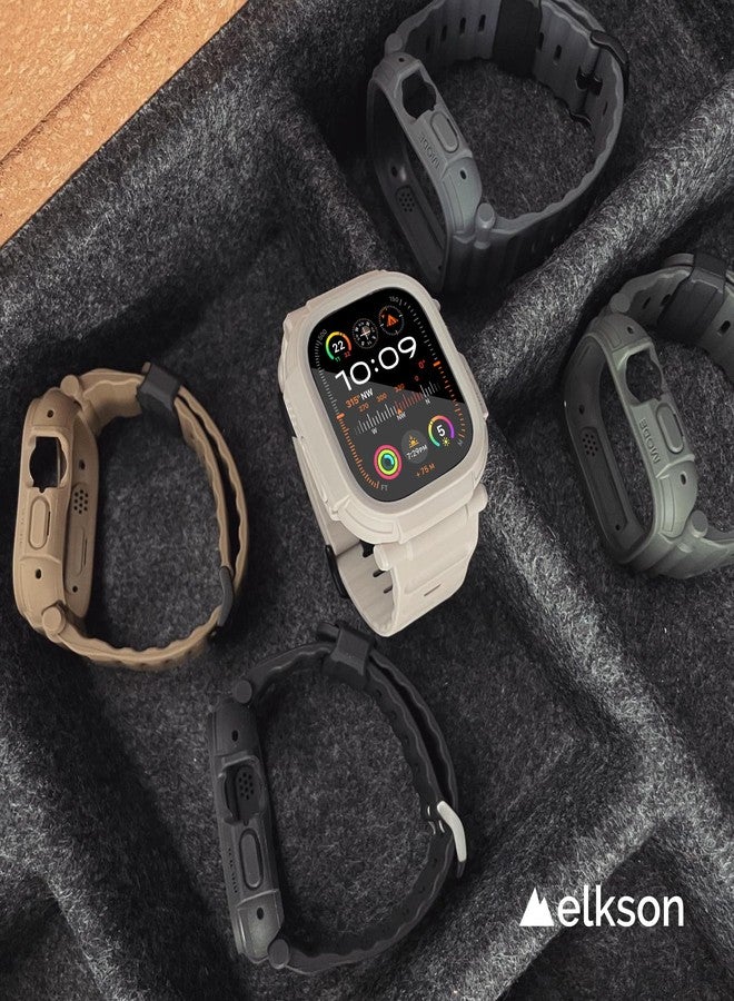 elkson Band Case for 49mm Apple Watch Ultra 3/2/1 with Screen Protector Tempered Glass, Quattro Pro Series Rugged for iWatch Strap, Military Grade Durable Protective Bumper Cover, Shockproof, Black - Image 4