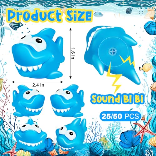 KFPPLXQ 50 Pcs Rubber Sharks for Kids Bulk Squirting Shark Bath Toys Cute Small Squeak Sharks Party Favors Summer Bathtub Toy for Birthday Shower Classroom Pool Party Favors - Image 5