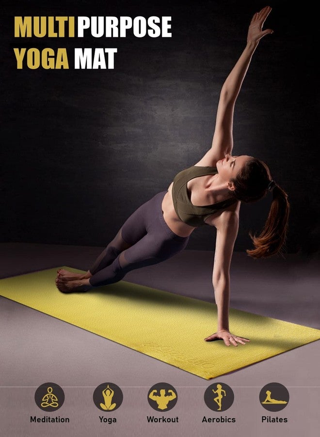 OBSESSIONS Anti-Slip PVC Solid Yoga Mat with Carrying Strap (L)173 X (W)61cm, Pink - Image 4