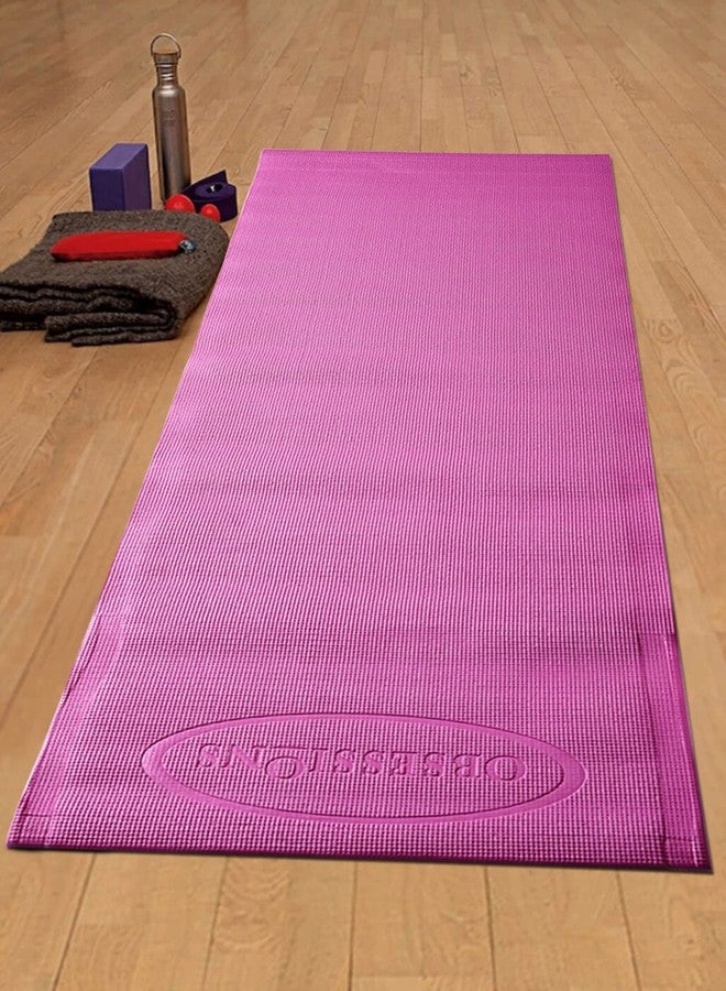 OBSESSIONS Anti-Slip PVC Solid Yoga Mat with Carrying Strap (L)173 X (W)61cm, Pink - Image 2
