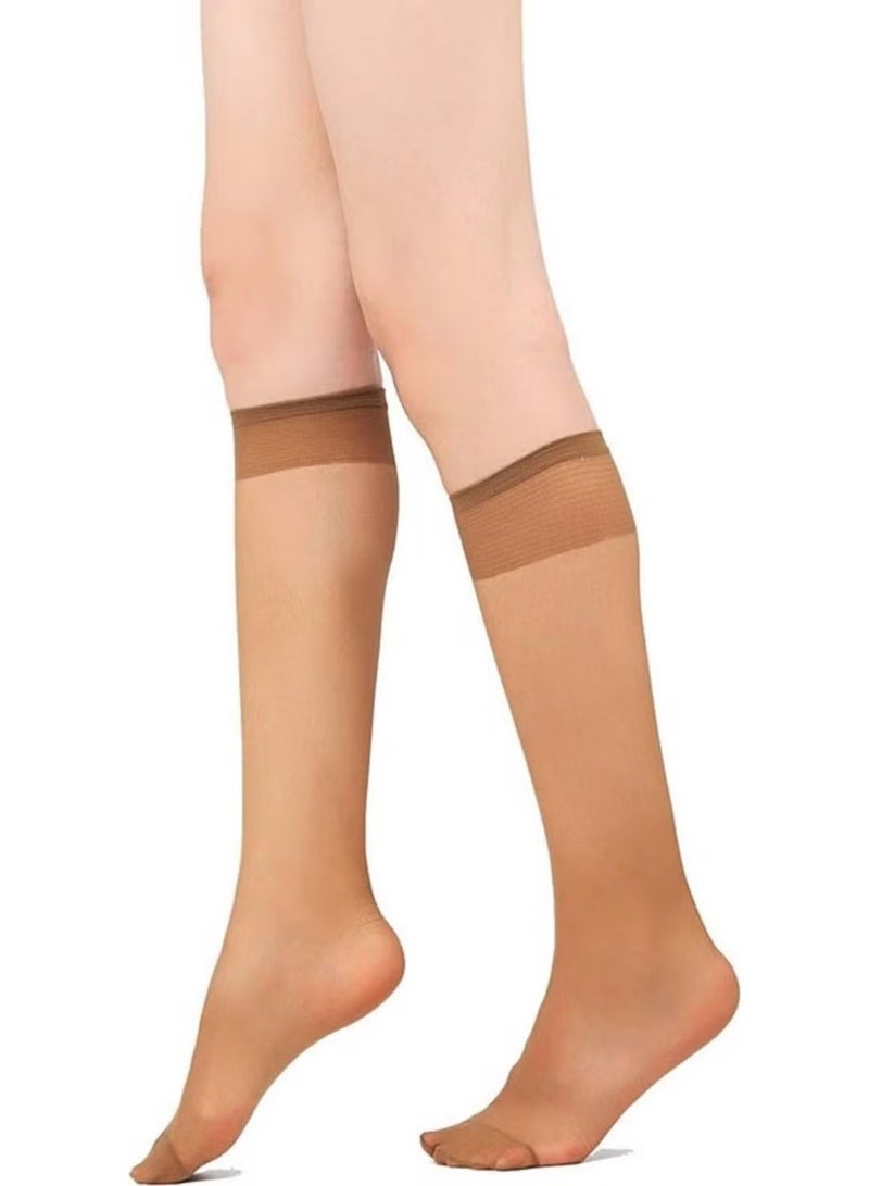 Müjde Women's 20 Denim Matte Toe Reinforced Durable Flexible Knee Length Trousers Socks - Image 1