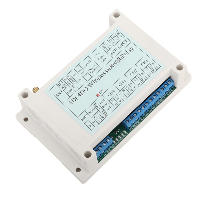 وحدة ترحيل لاسلكية 4 قنوات DC 12V تحكم لاسلكي 433متر - مرسل ومستقبل لضبط المعلمات لتوسيع مدخلات ومخرجات PLC ومراقبة أمن المنزل الذكي - Image 1