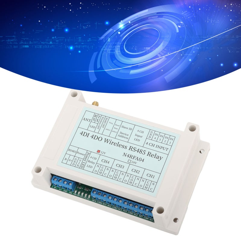 وحدة ترحيل لاسلكية 4 قنوات DC 12V تحكم لاسلكي 433متر - مرسل ومستقبل لضبط المعلمات لتوسيع مدخلات ومخرجات PLC ومراقبة أمن المنزل الذكي - Image 2
