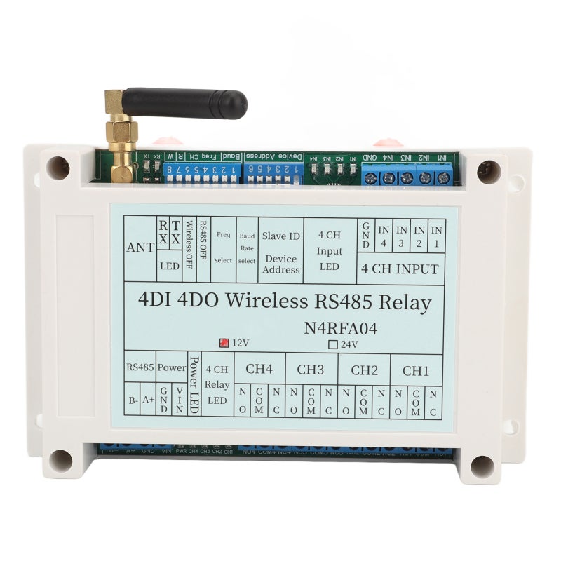 وحدة ترحيل لاسلكية 4 قنوات DC 12V تحكم لاسلكي 433متر - مرسل ومستقبل لضبط المعلمات لتوسيع مدخلات ومخرجات PLC ومراقبة أمن المنزل الذكي - Image 4