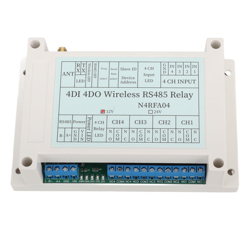 وحدة ترحيل لاسلكية 4 قنوات DC 12V تحكم لاسلكي 433متر - مرسل ومستقبل لضبط المعلمات لتوسيع مدخلات ومخرجات PLC ومراقبة أمن المنزل الذكي - Image 3