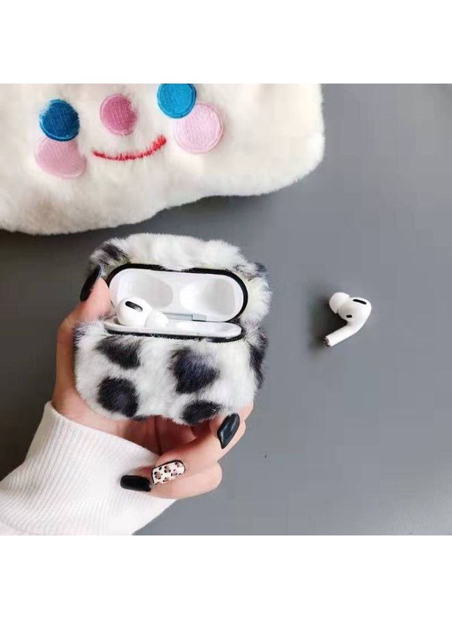 Generic Case Cover For Apple AirPods Pro Plush Bluetooth Headphone Protective Case Leopard white 