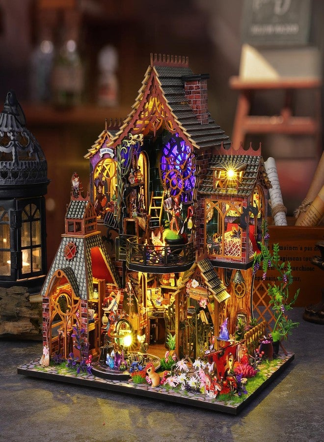 Plustopoy DIY Miniature House Kit Tiny House Model Kit with LED Light & Tools, DIY Wooden Dollhouse Miniature Kit for Adults Teens,Magic Model Kit Creative Craft, Home Decor(Magic Spirit) - Image 4