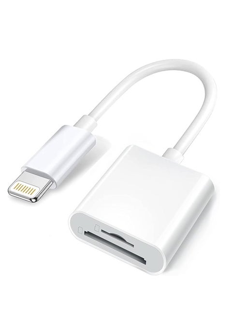 SD Card Reader for iPhone/iPad, Micro SD Card Reader with Dual Slots Compatible with iPhone