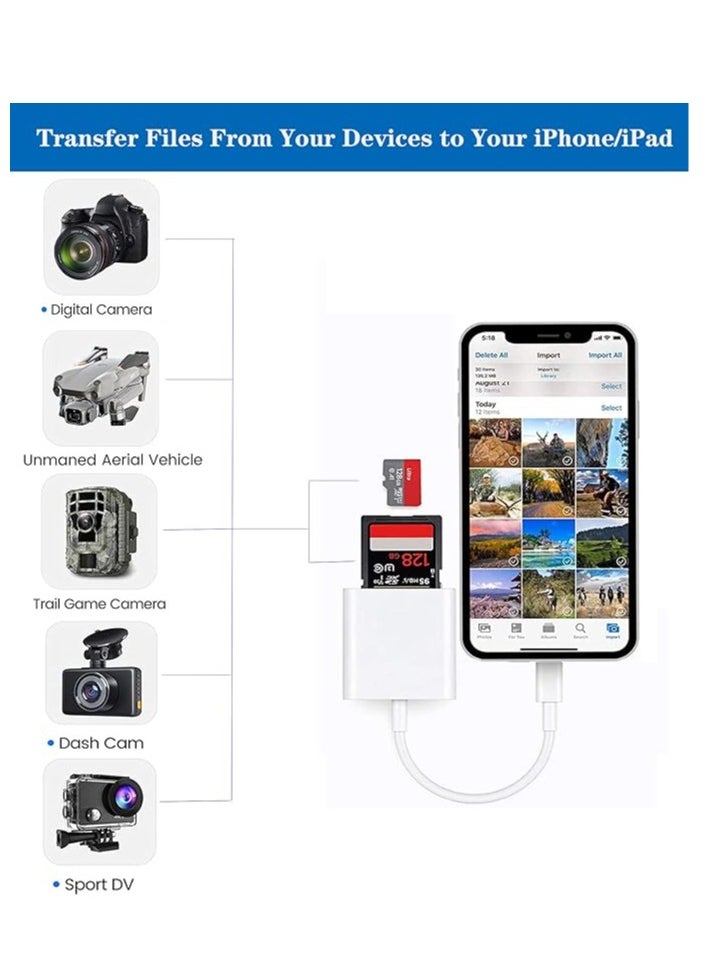 Generic - SD Card Reader for iPhone/iPad, Micro SD Card Reader with Dual Slots Compatible with iPhone - Image 1