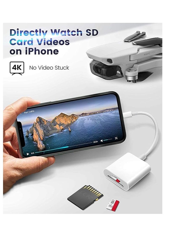 Generic - SD Card Reader for iPhone/iPad, Micro SD Card Reader with Dual Slots Compatible with iPhone - Image 1