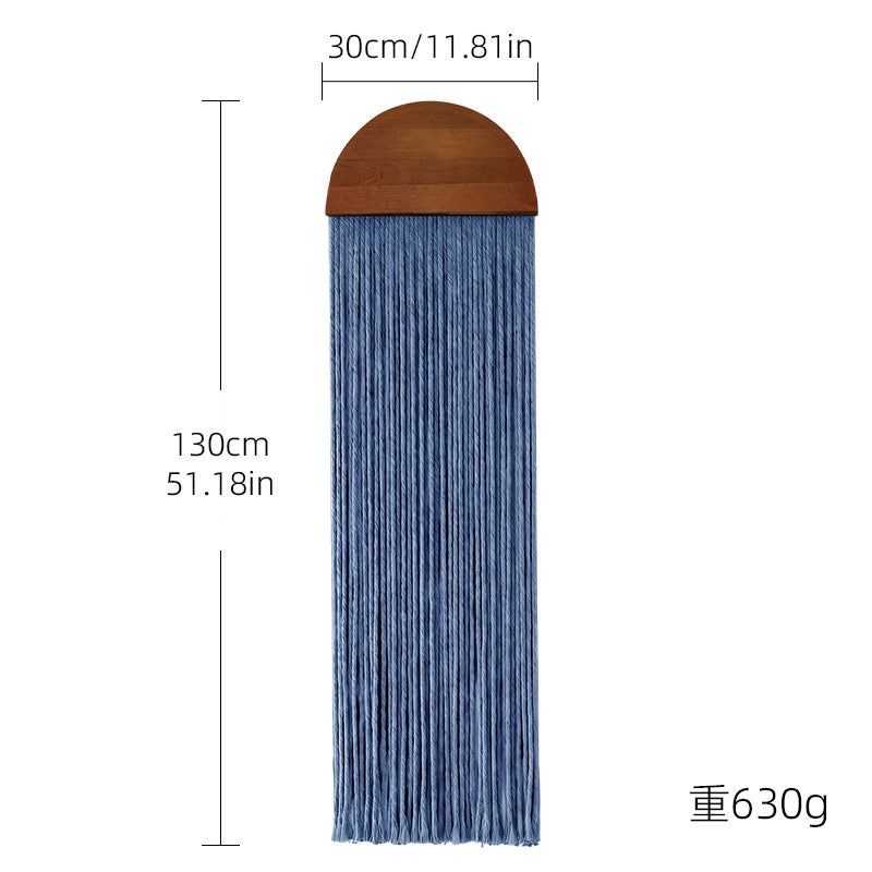 Bohemian Handwoven Cotton Wall Tapestry with Pine Wood Board and Tassels for Home Decor - Image 1